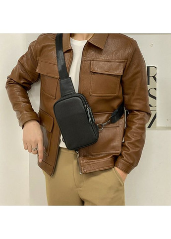 Чоловіча сумка барсетка на груди шкіряна чорна ProDobro Однотонная (363260090)