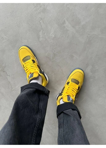Желтые демисезонные кроссовки мужские nike air jordan retro 4 yellow 1 найк аир джордан жёлтые No Brand