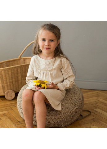 Бежевое платье-вышиванка льняное детское для девочек trendy тot Trendy Tot (371262571)