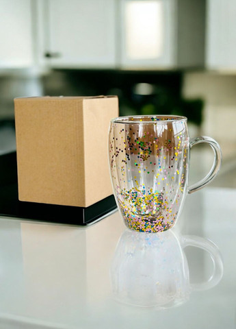 Чашка з подвійним склом "Confetti" 320мл No Brand (329203327)