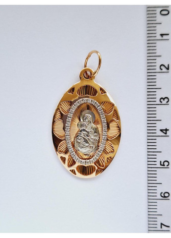 Золота ладанка «Божої Матері» з цирконієм (4см х 2,2см) 11417-Л.Вл.м-1п Харківська ювелірна фабрика (365268292)