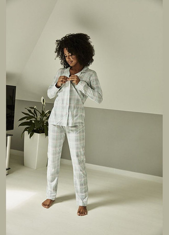 Сіра всесезон бавовняна піжама зі штанами рубашка + брюки Cornette 482/284 Susie gray