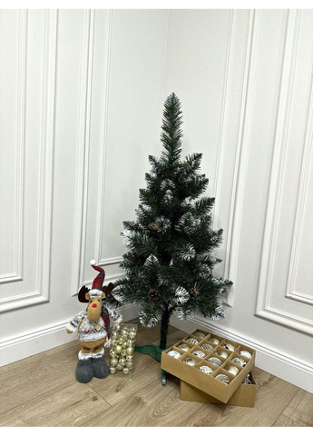 Елка "Лидия" белые кончики и шишки 1.0 м No Brand (366891747)