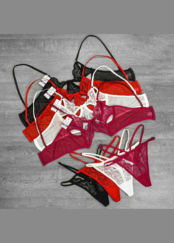 Бордовый демисезонный женский ажурный комплект нижнего белья LL