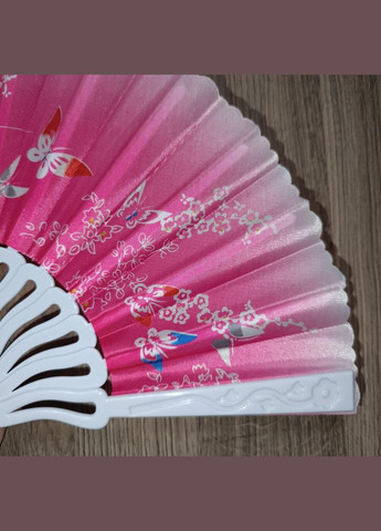 Розкладний віяло з квітковим орнаментом рожевий No Brand (342065523)