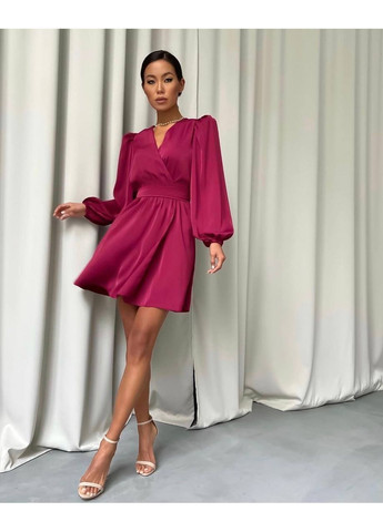 Малинова святковий, кежуал жіноча сукня шовкова Style Point однотонна