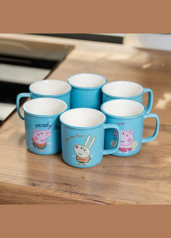 Набір чашок дитячих керамічних Summer Time 6 штук по 150 мл, блакитний Yiwu (322503817)