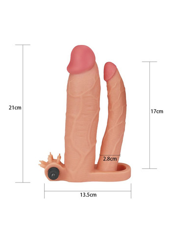 Насадка на член Pleasure X Tender Vibrating Double Penis Sleeve Add 3 CherryLove Lovetoy (282960644)