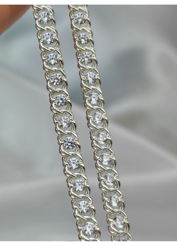 Срібний жіночий ланцюжок 925 проби Арабський бісмарк з камінням 45 см No Brand (366664910)