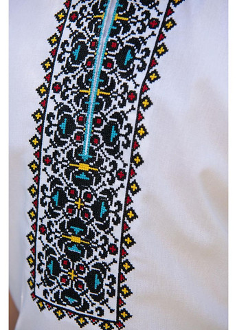 Белая детская льняная вышиванка для мальчика с коротким рукавом белая для школы V&V узор орнамент лен (355340643)