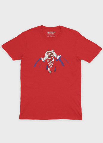 Красная демисезонная футболка для мальчика с принтом супервора - джокер (ts001-1-sre-006-005-008-b) Modno