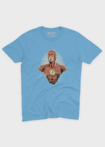 Голубая демисезонная футболка для девочки с принтом супергероя - флэш (ts001-1-lbl-006-010-008-g) Modno