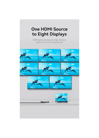 Сплітер 4K 1x8 HDMI Splitter Black Aluminum Alloy Type EU Standard Vention (315142715)