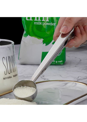 Металева ложка-прищіпка-затискач для кави, чаю, сипучих продуктів ( ) China (366875181)