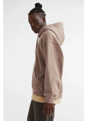 Худі оверсайз двунитка для чоловіка Oversized Fit 1035203-010 бежевий H&M (382170008)