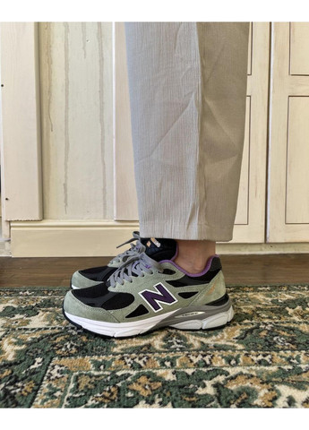 Чорні Осінні кросівки чоловічі new balance 990 black violet нью беланс 990 No Brand