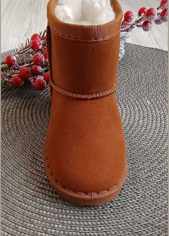 Цветные зимние угги детские змние fn эко-нубук коричневые No Brand