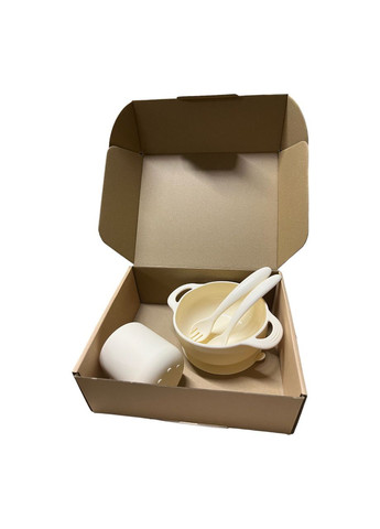 Набір силіконового посуду Milk силіконова тарілка на присосці, кухоль та прилади, 4 предмети oldbro (315797448)