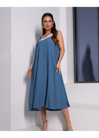 Голубое повседневный платья 14666 голубой ISSA PLUS