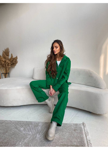 Жіночий джинсовий мега зручний костюм OLIMP (сорочка + брюки) (mil470) milirud (365860036)