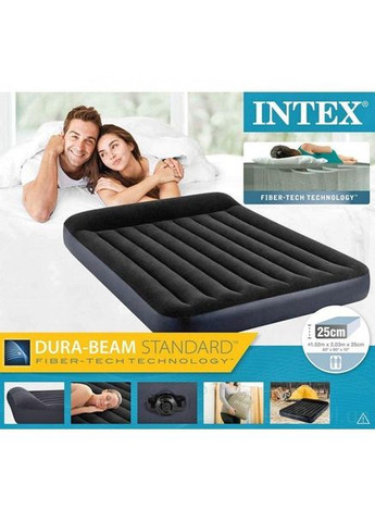 Удобный надувной матрас двуспальный 64143 Pillow Rest Classic Airbed (152 x 203 x 25 см), синий Intex (276070400)