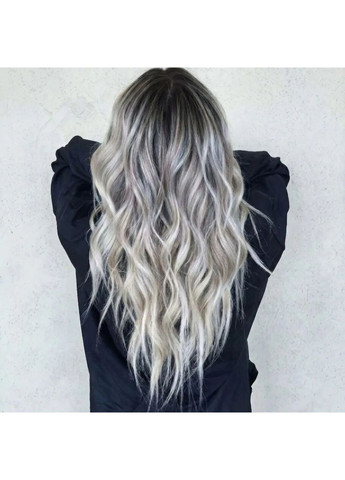 Парик женский волнистый серо-черное омбре искусственные волосы термостойкие 70 см No Brand (372456391)