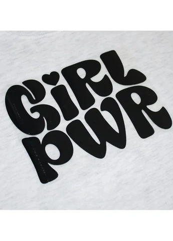 Термоаплікація об'ємна пуф "Girl pwr" чорного кольору (719) No Brand (393643965)
