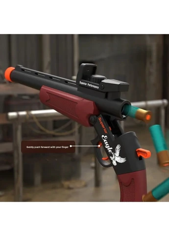 Іграшковий однодульний пістолет дробовик стріляє м'якими кулями з гільзою No Brand (400757374)