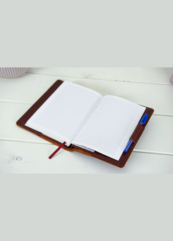 Шкіряна обкладинка для блокноту А5 Дизайн №1, натуральна шкіра Краст, колір коричневий відтінок Вишня Berty (299397119)