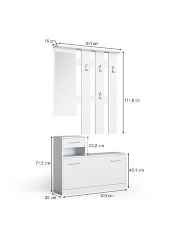 Прихожая с зеркалом Alice 100х25х182,9 см (DRS-011330) Doros (361443813)