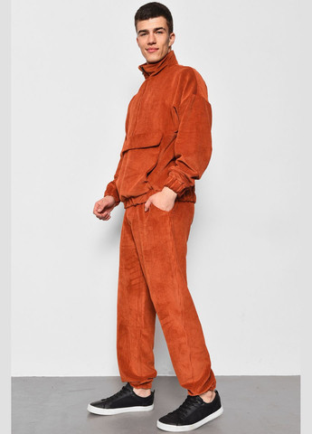Теракотовий демісезонний спортивний костюм чоловічий вельветовий теракотового кольору брючний Let's Shop