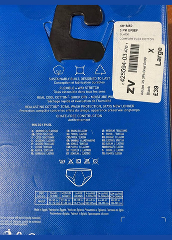 Набір 3 шт чоловічі труси Adidas Originals 3 Pack 3-Stripe Briefs BLACK (337174937)