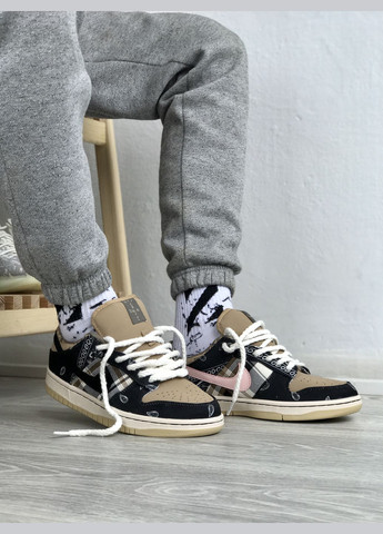 Кроссовки женские и мужские Nike SB Dunk Low x Travis Scott Cactus Jack | Найк сб Данк низкие черные No Brand чёрные демисезоны (307397766)
