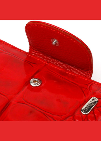 Лакированный вертикальный женский кошелек из натуральной кожи с тиснением под крокодила 21681 Красный Canpellini (331908161)