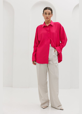 Жіноча сорочка графітова oversize з жатою текстурою Arjen (289842309)