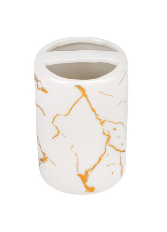 Набір для ванної кімнати 4 предмети кераміка 9190-011 білий із золотом No Brand (346152468)