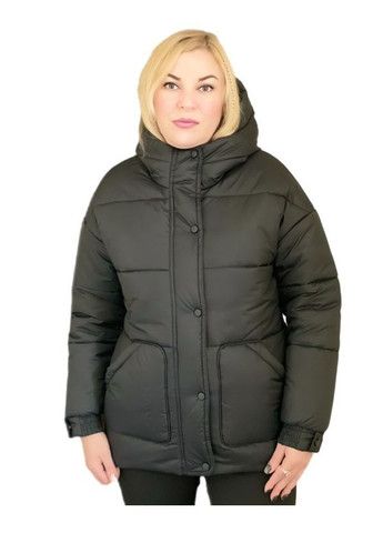 Черная женская зимняя куртка с капюшоном. Value Plus