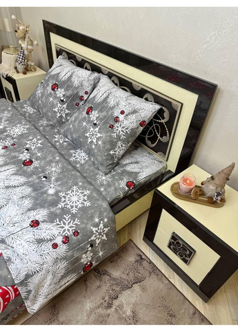 Постельное белье новогоднее хлопковое 8323 Полуторное 150 x 220 Бязь Серое 50 х 70 No Brand (362414409)