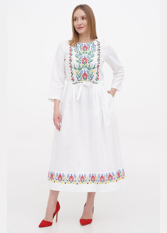 Белое платье журавка, белый, р.54, код 0234/54/101 ГАЛЕРЕЯ ЛЬОНУ