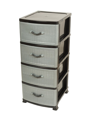 Комод пластиковий 4 ящики 90х46х38, ротанг, чорно-сірий* Efe Plastics (345122460)