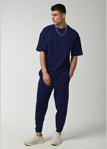 Синій демісезонний костюм оверсайз турецька тринитка петля преміум якості No Brand