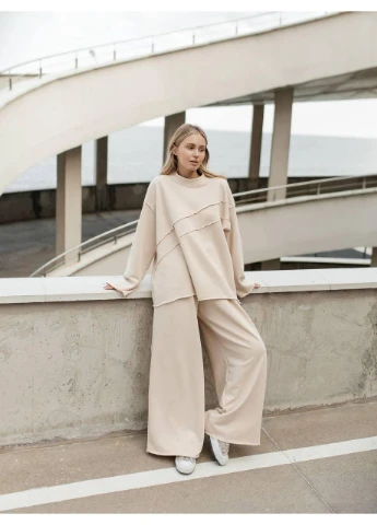 Жіночий стильний костюм оверсайз: кофта та штани турецька тринитка петля пеньє No Brand (370598017)
