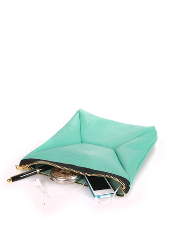 Кожаная косметичка-клатч THE X зеленая PoolParty (372657734)