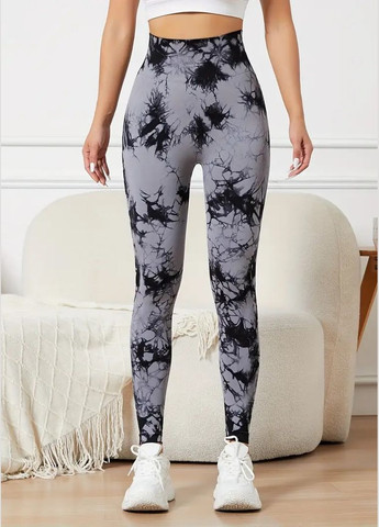 Жіночі безшовні фітнес лосини мармурові с пушапом утягуючі на високій талії No Brand (327243140)