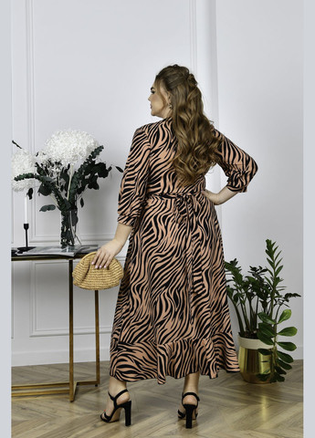 Пудровое повседневный платье с поясом на запах на запах No Brand зебра