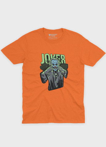 Помаранчева демісезонна футболка для хлопчика з принтом суперзлодія - джокер (ts001-1-ora-006-005-018-b) Modno