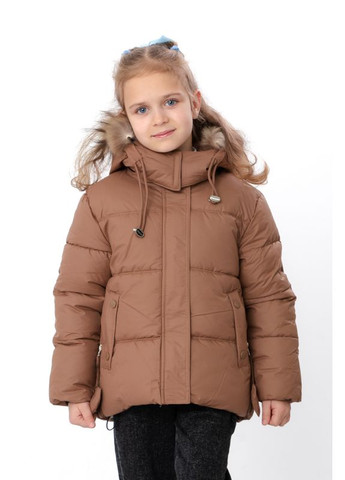 Кавова зимня зимова куртка для дівчинки однотонна з капюшоном (p-18512) Носи своє