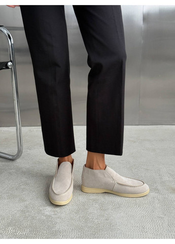 No Brand Стильні жіночі лофери лофери сіро-бежевий з натуральна замша, — демісезон (362460486)