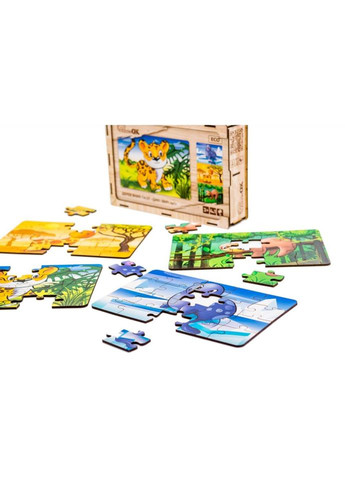 Дерев’яний дитячий пазл 4в1 "Дикі звірі" Puz-58714, 80 елементів No Brand (330603401)