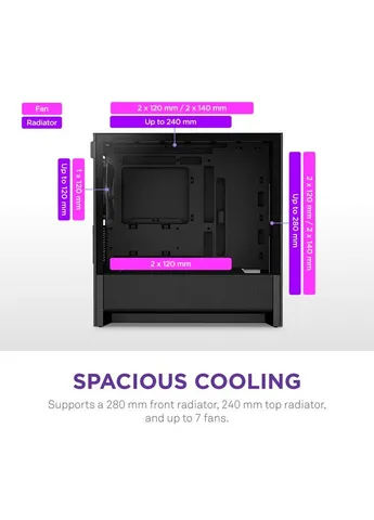 Корпус H3 Flow Black без БП (CC-H31FB-01) NZXT (347587039)